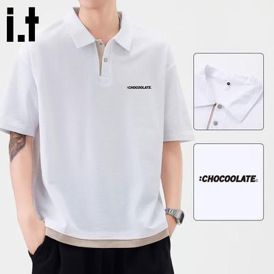 CHOCOOLATEit Men's American Style Heavyweight Loose Short Sleeve Polo Shirt