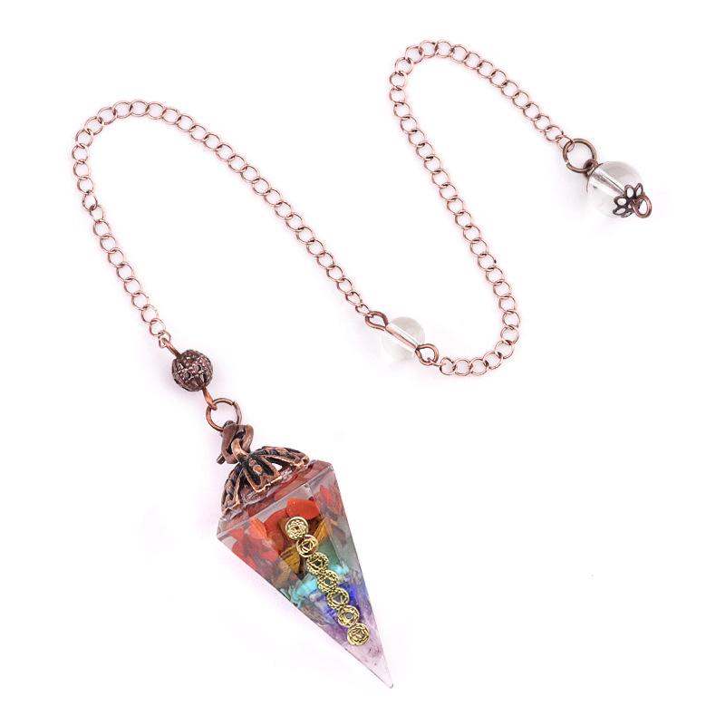 1pc 7color Hexagon Point Pendant Pendulum for Dowsing Balancing Resin Crystal Stone Pendulums Necklace Jewelry Gifts