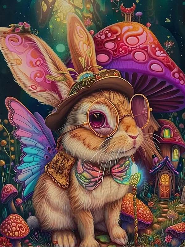 Rabbit Elf Diamond Painting New 2024 Animal Mushrooms Diy Full Square Round Drill Rhinestone Embroidery Mosaic Cross Stitch Kits Wall Decor
