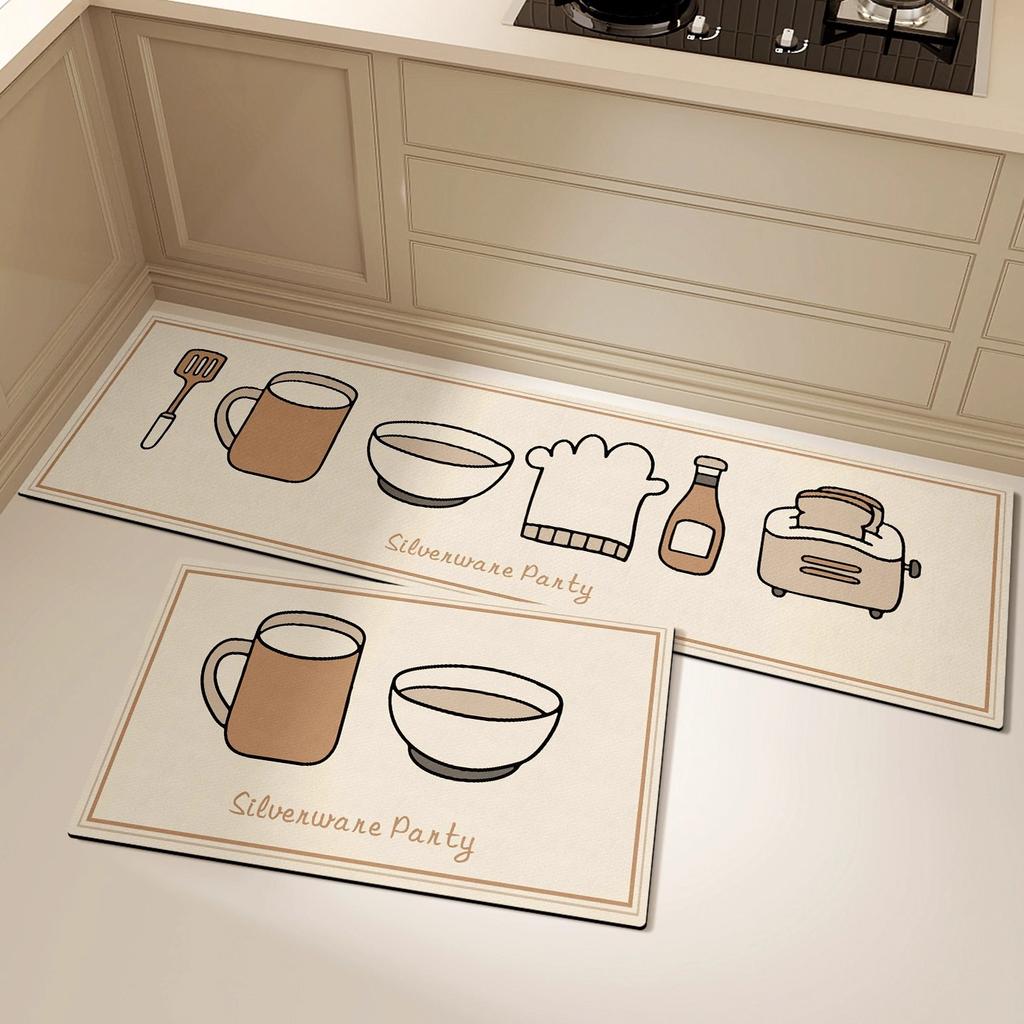 Kitchen Carpet Non-slip Waterproof Oil-proof Kitchen Rug Long Strip Runner Kitchen Mat PVC Leather Washable Rugs Home Decoration
