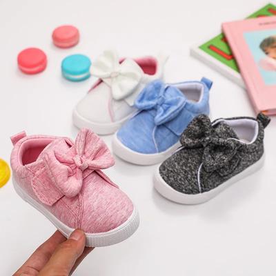 Winter Child Sneakers Bow Shaped Baby Walkers Cute Fashion New Girl Shoes Simple Comfort Canvas Shoe Versatile Light Casual Shoe