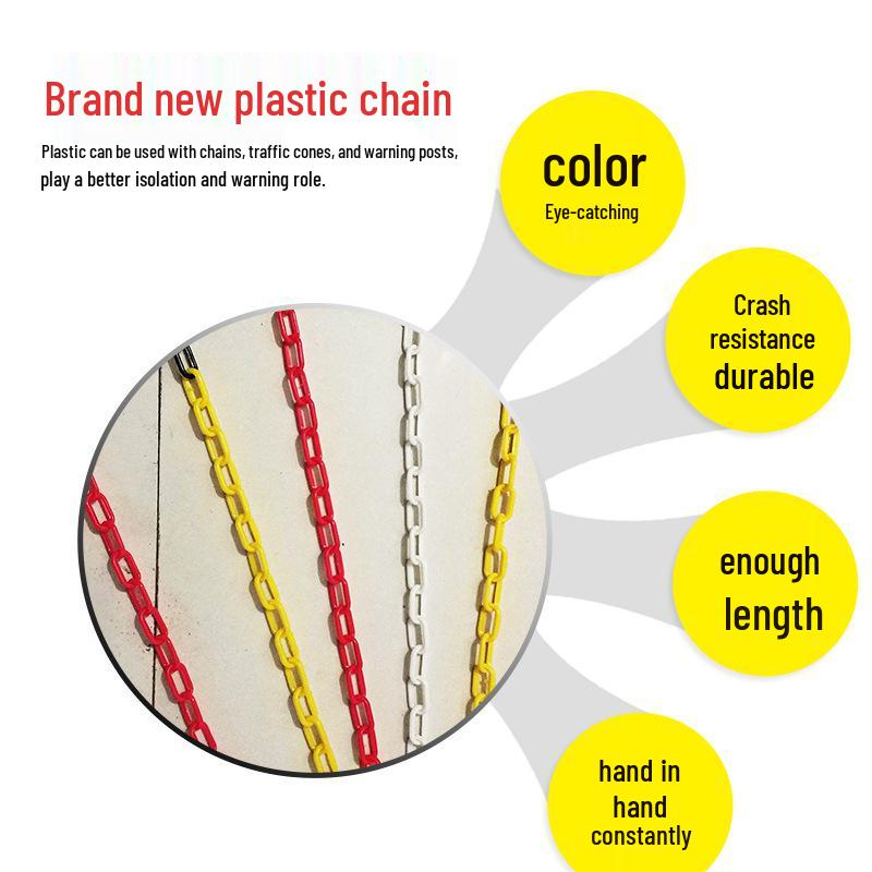 PE Traffic Safety Chain: Red/White/Yellow/Black Warning Chain for Cones, Posts, Barriers, or Clothes Drying Rack