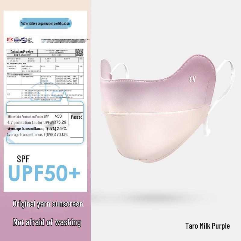 Summer Color Block Gradient Anti-UV Eye Corner Protection 3D Ice Silk Face Mask for Women