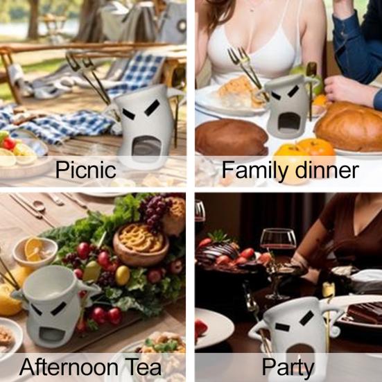 Chocolate Melting Fondue Mug with Fork Spoon Mini Hot Pot Cup for Small Parties Individual Hot Pot Gift for Chocolate Lovers