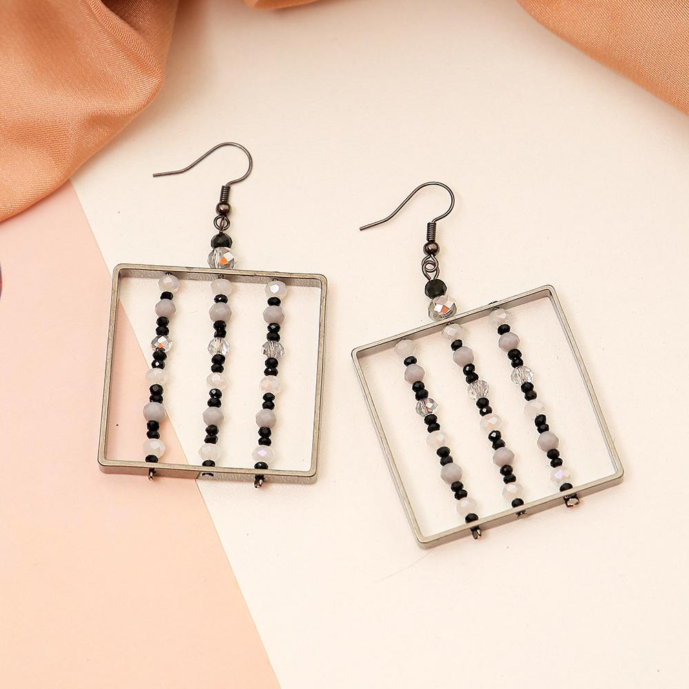 

Handmade Color Block Glass Beaded Statement Earrings