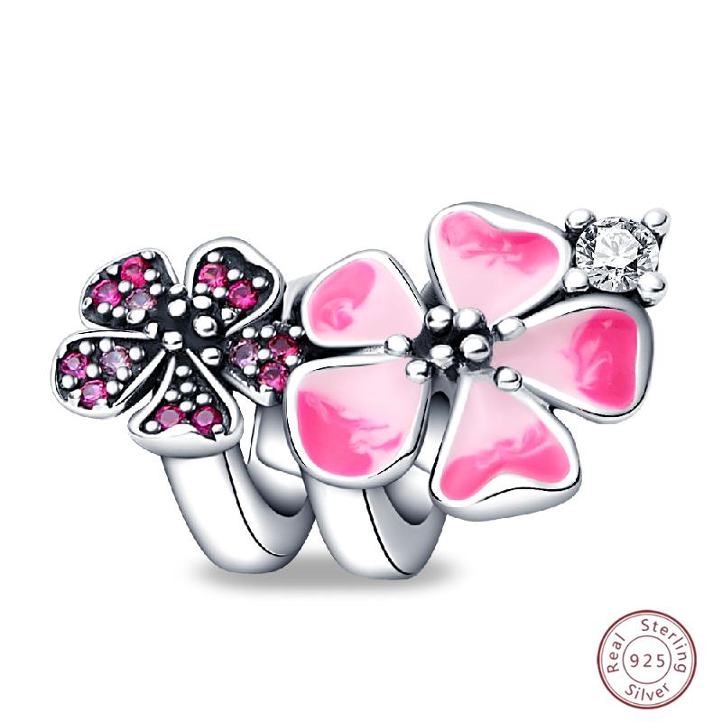 Copper Beaded Pendant Shiny Zircon Spring Cute Bow Original 3Mm Bracelet Women Fine Jewelry