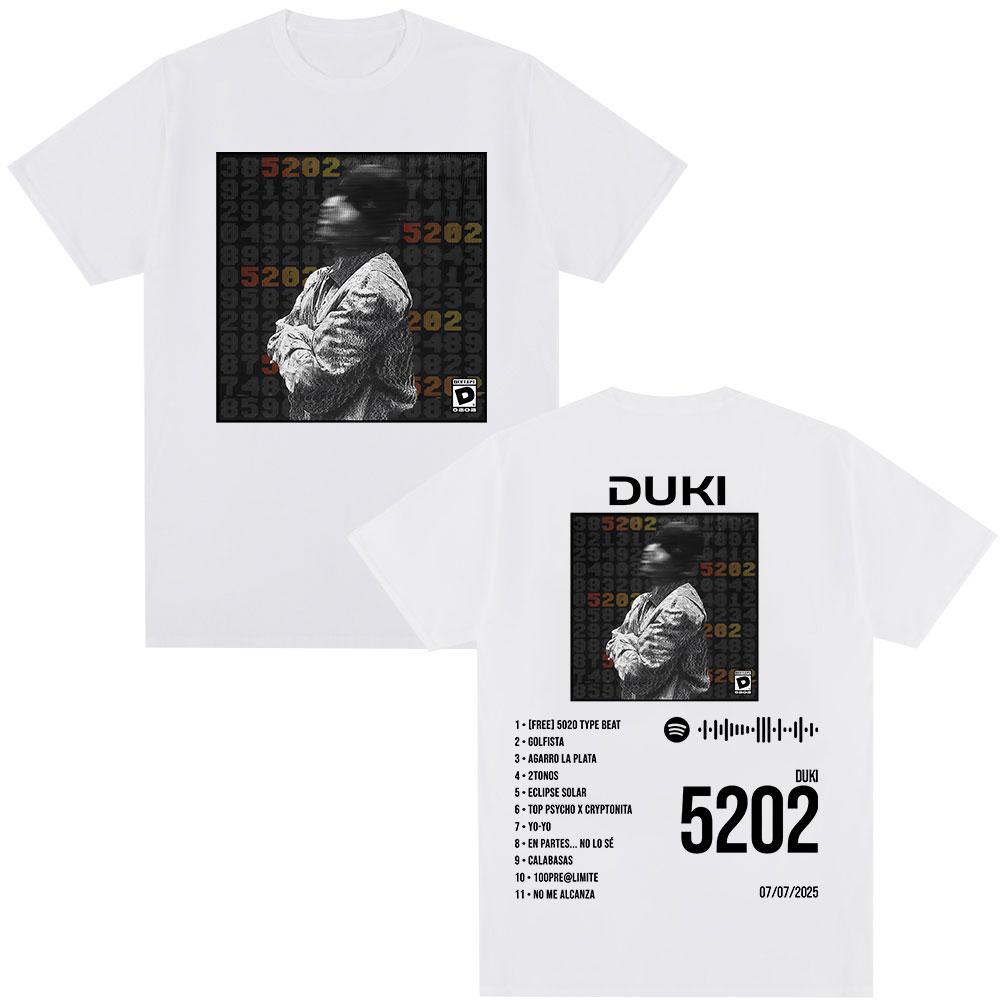 Rapper Duki Duki 5202 MIXTAPE 2025 Album Merch T Shirts Unisexs Women Hip Hop Vintage Tshirt Cotton Casual Short Sleeve Tshirts