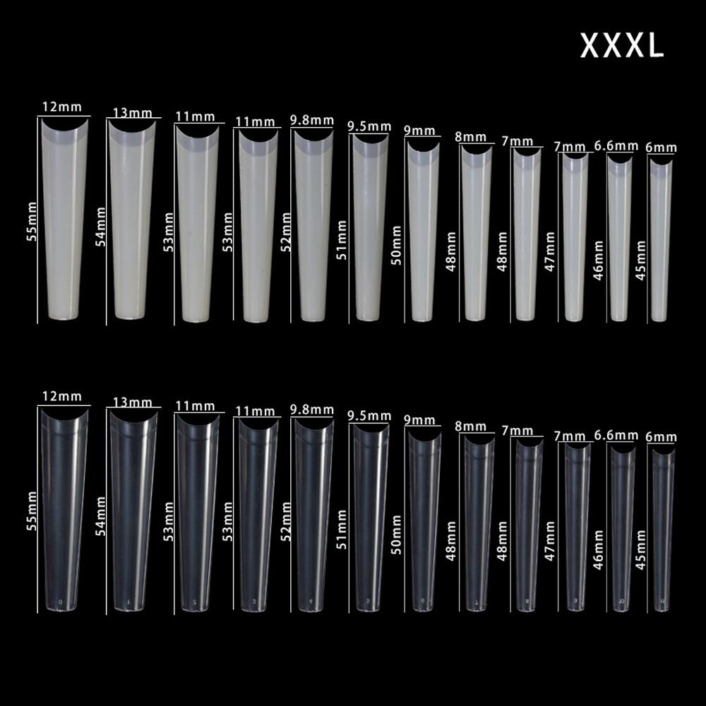 240pcs 3XL No C Curve Long Coffin Nail Tips Half Cover Clear Extra Long Straight French False Nail Manicure Salon Tool Supply