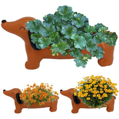 Vaso da Fiori Bassotto Vaso per Piante Cane Vaso per Fiori in Resina Carino Vaso per Fiori Succulente Estetico per Decorazioni da Interno/Esterno