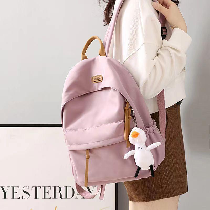 Denní Cestovní Školní Batohy Velké Kapacity Dámské Jednobarevné Ramenní Batůžky Nylonový Zip Nákupní Ruksaky