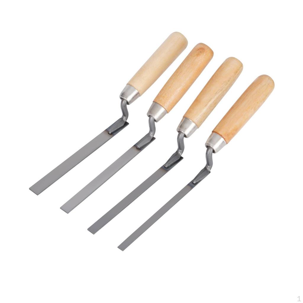 4 Pieces Tuck Pointer with Wooden Handle Flat for Tiling, Tilers, Diyers