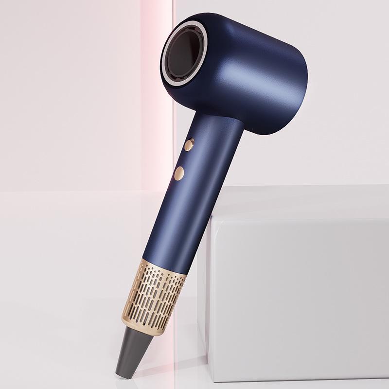 

Высокоскоростной фен без листочков со скоростью 110 000 об/мин и режимами горячего/холодного воздуха для домашнего использования. синий
