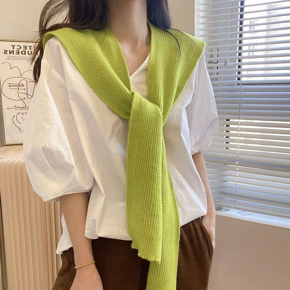 

Decoration Accessories Korean Style Scarves Female Wool Scarf Knitted Shawl Solid Color Wraps