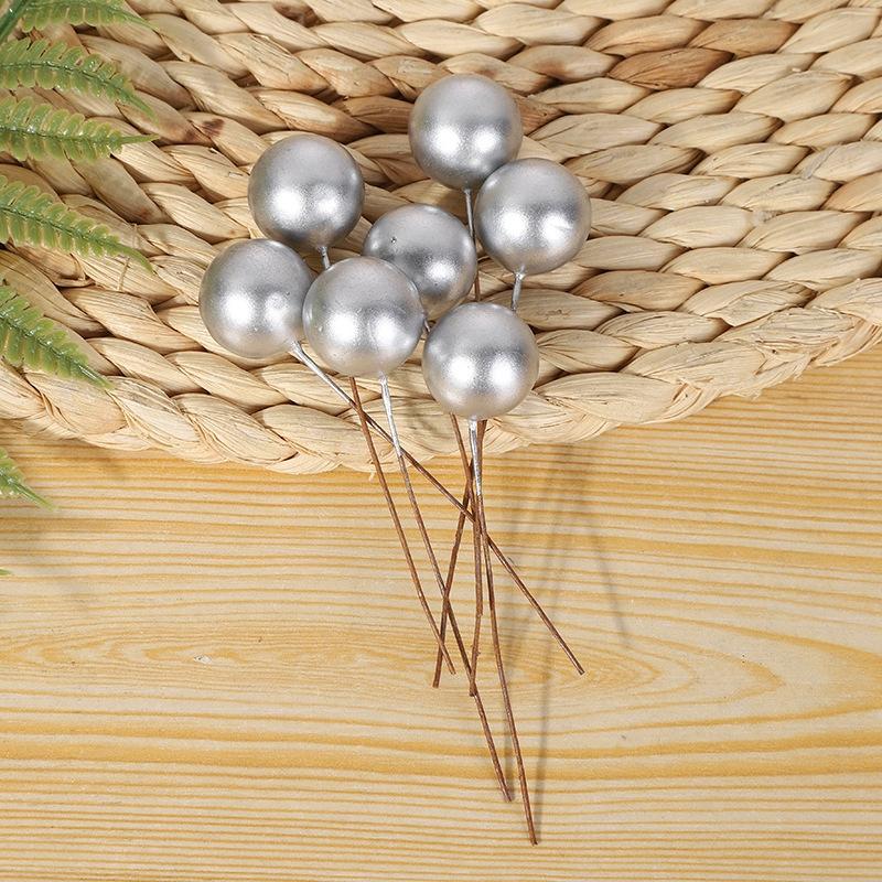 

50 шт. 12 мм мини искусственные цветы золотые фруктовые тычинки вишня рождественская жемчужина ягода для свадьбы DIY подарочная коробка украшенный венок