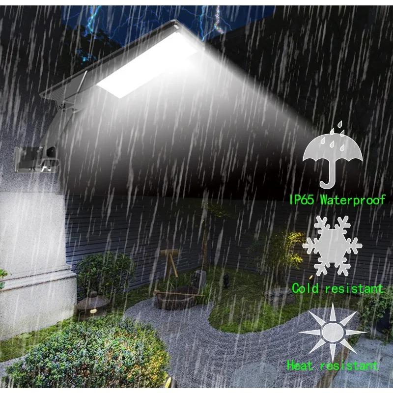 Lampe solaire à LED avec télécommande 3 modes de fonctionnement Lampe solaire de rue super lumineuse pour jardin extérieur Lampe solaire étanche avec détecteur de mouvement