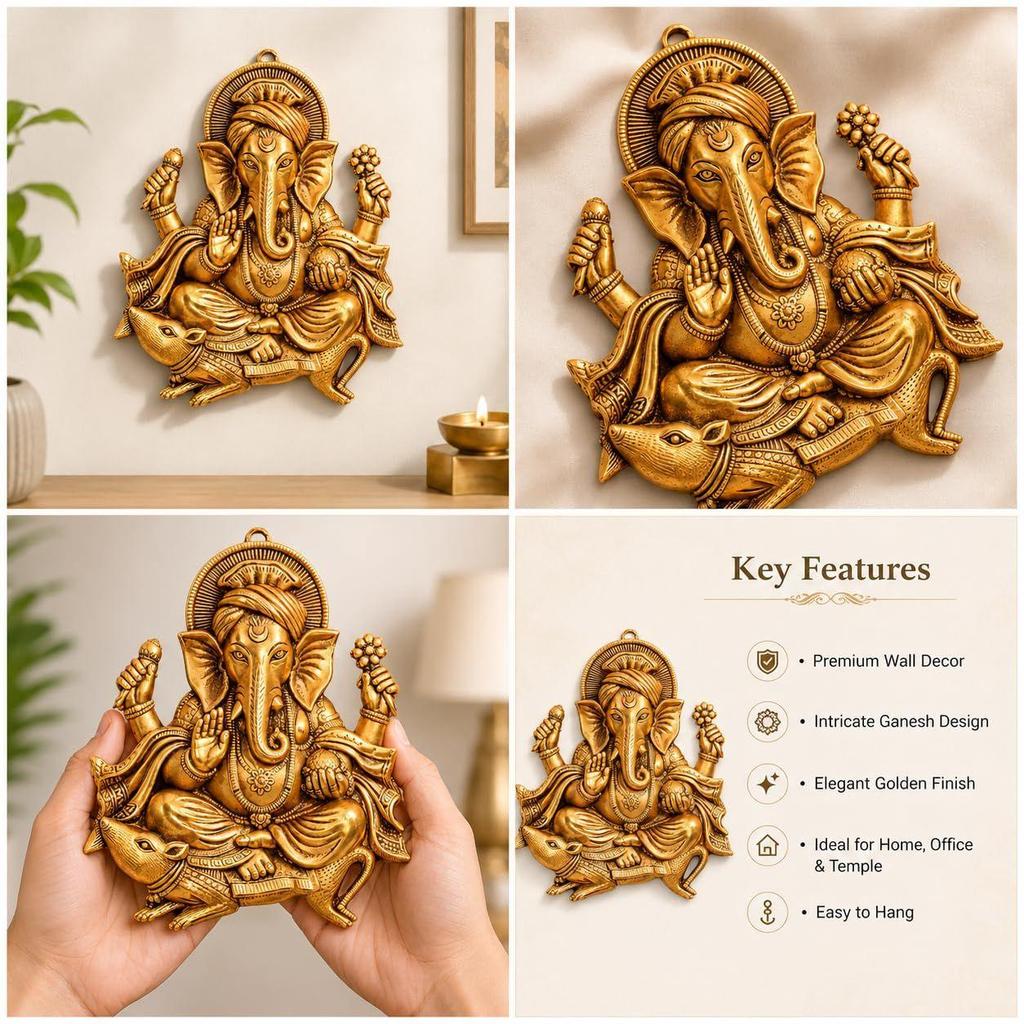 CHHARIYA CRAFTS Wall Hanging Lord Ganesh Idol Statue for Home Decor Decorative Showpiece