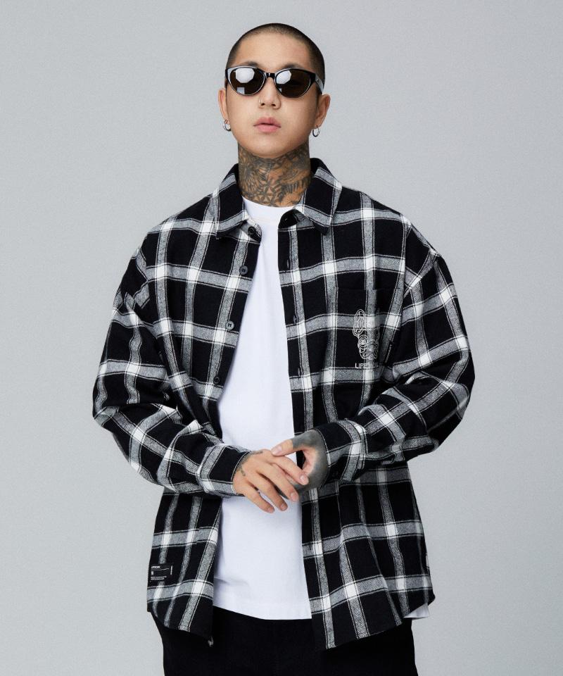 LIFEWORK Embroidered Logo Check Shirt