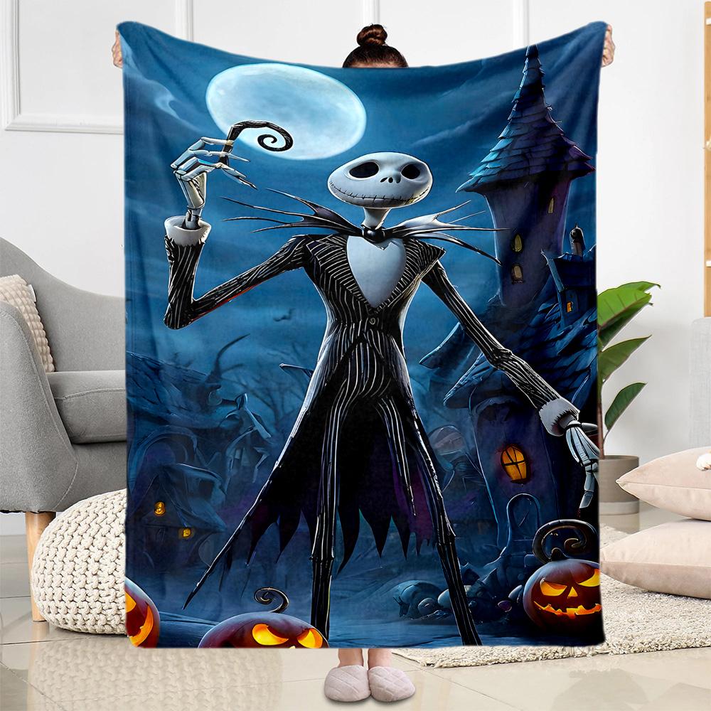 Nightmare Before Christmas Flannel Blanket-Soft and Suitable for Sofas,Beds,Offices,Travel,All Seasons,Great Gift for Holidays and Birthdays.
