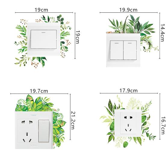 Foglie Verdi Casa Interruttore Luminoso Copertura Protettiva Adesivo da Parete Decorazione Presa