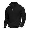 Men's Heavyweight Plaid Half-Zip Stand Collar Sweatshirt.