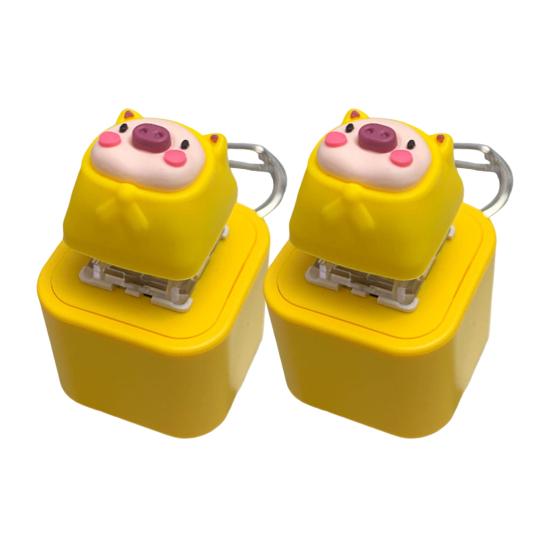 2Pcs Pig Keyboard Fidget Toy with Sound Light Stress Anxiety Relief Rechargeable Frog Keyboard Clicker Keychain Decompression Button Sensory Toy