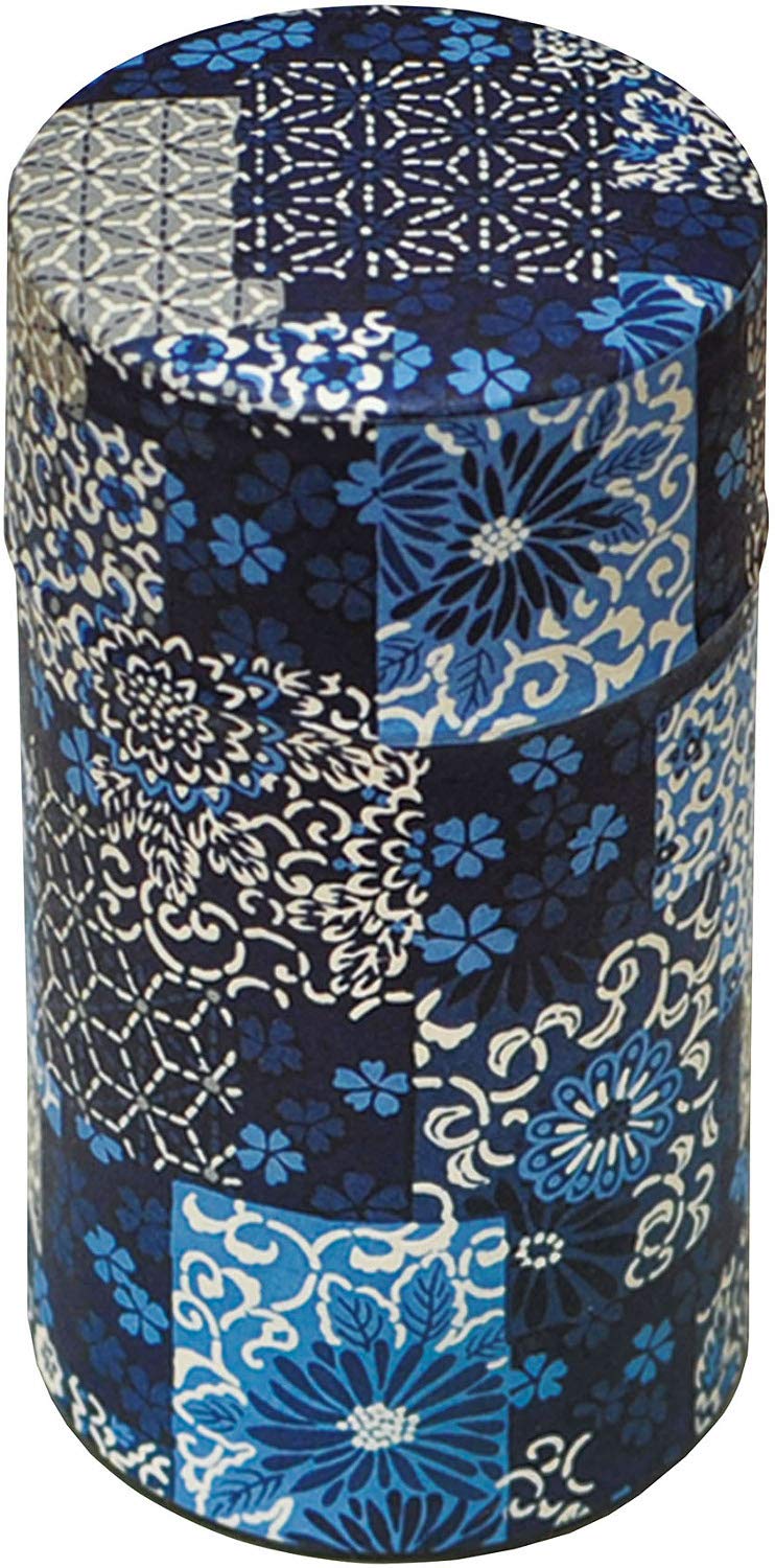 

Yamako Tea Caddy, Pop-Kan, Indigo Checkered Pattern, Large, 7.5 x 14.2 x 7.5 cm, 79193