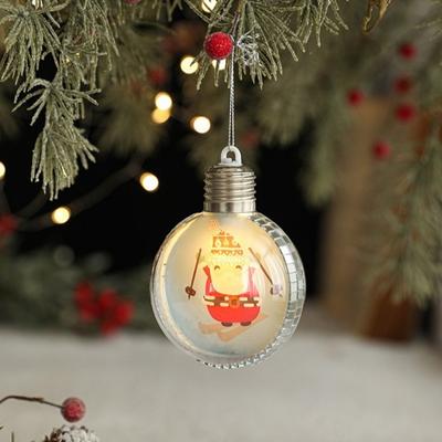 Balle de Noël Transparente Lumineuse Caractéristique Design Dessin Animé Pendentif Père Noël Matériau Plastique Motif Élan Pendentif Sapin de Noël