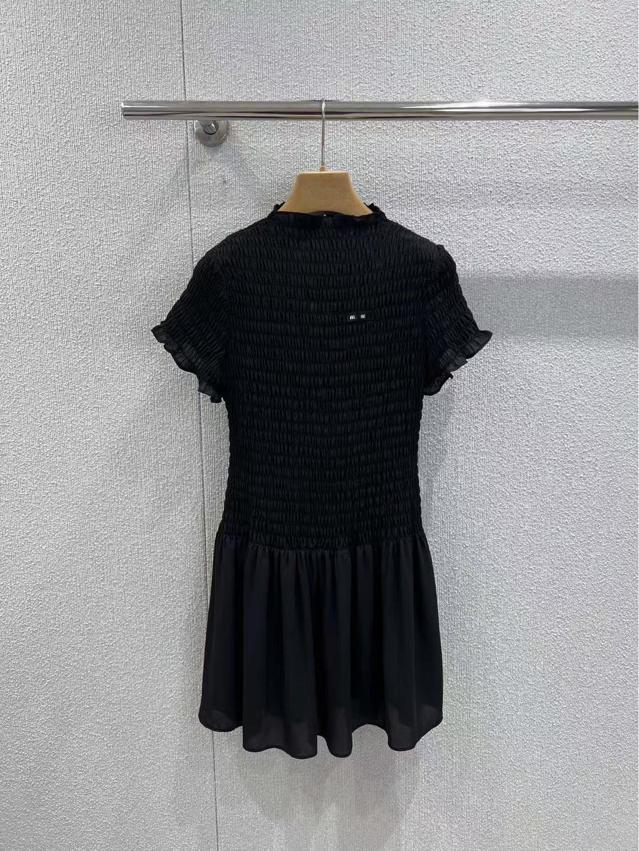 Nanyou Women s Georgette Mini Dress: Age-Reducing, Pleated, Cinched Waist, Short-Sleeved Mid-Length Skirt for Early Autumn L