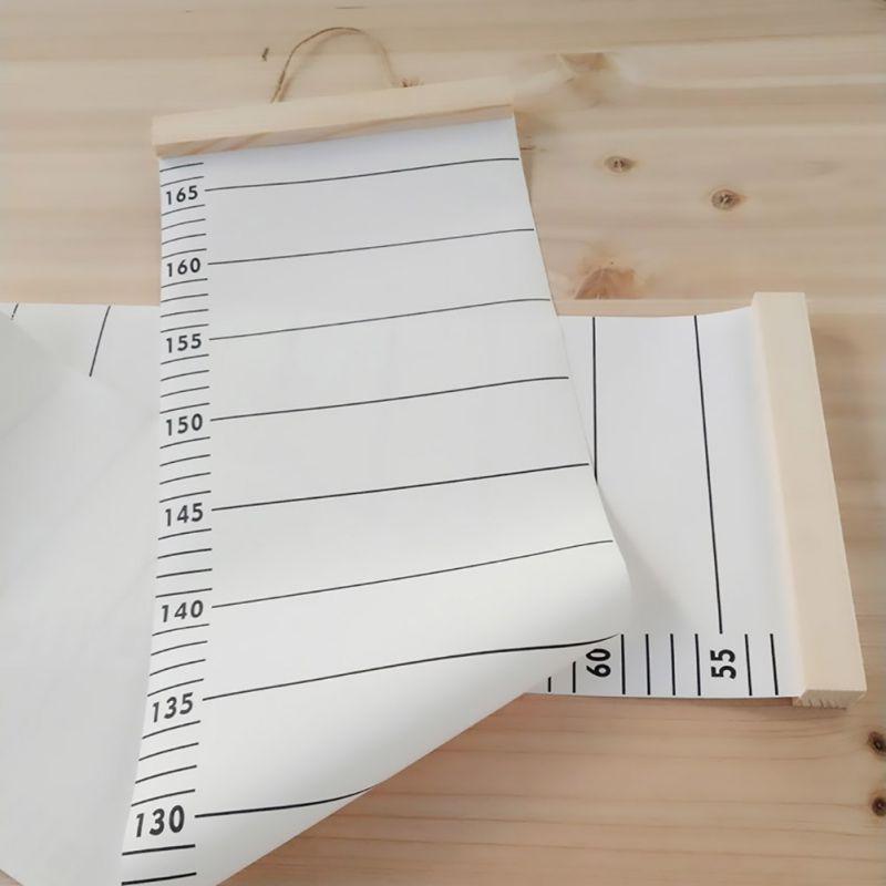Decorative Height Growth Chart Hanging Wood Frame Fabric Canvas Height Measurement Ruler