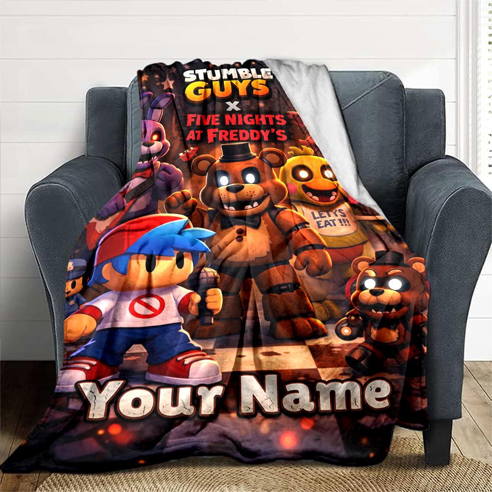 Stumble Guys Personalized Text Blanket Throw Customizable Blanket Durable Comfort Suitable for Seaside Couch Nap Chair for All Occasions