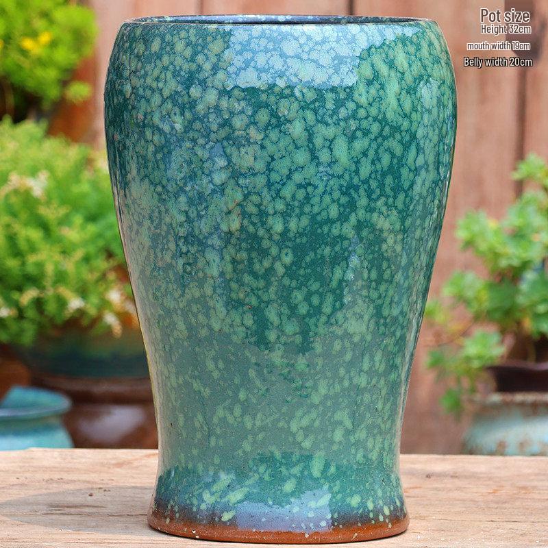 Retro Ceramic Tall Wide-Mouth Flower Pot: Tree Trunk Design for Bougainvillea, Hydrangea, and Roses.