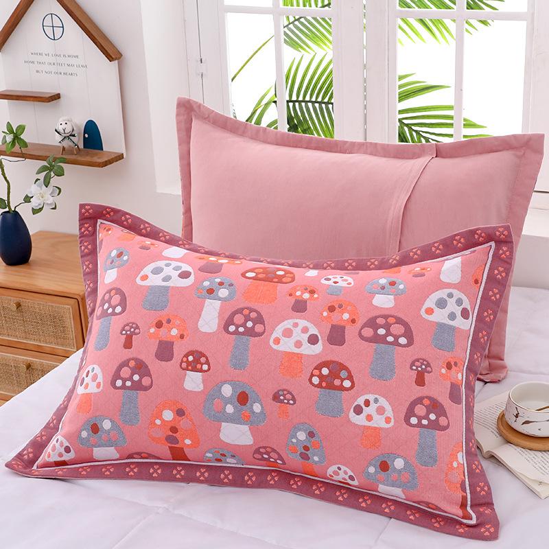 2 Piece Adult Children Household Cotton Gauze Pillowcase Fixed Not Falling Lace Couple Home Hotel Decor