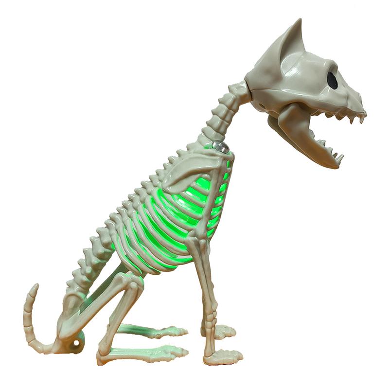 Leuchtende Skelett Katze Statue Realistisch Aussehend Atmosphäre Verbessern Umweltfreundlich Gruselige Tier Requisite Hof Gartendekoration