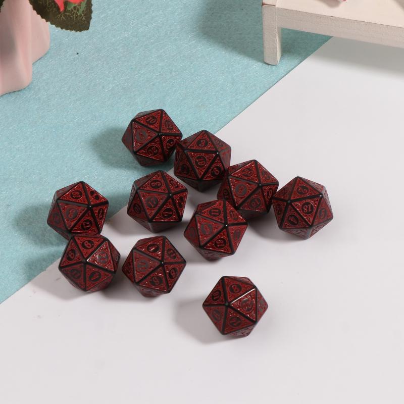 10Pcs 20 Sided Polyhedral Acrylic Table Game Dice D20 Dice for Math Dice Games Acrylic Dices Kit For Party