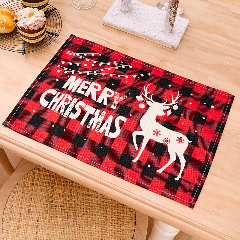 Plaid Christmas & New Year Table Mat - Heat-Resistant Home Decoration Placemat