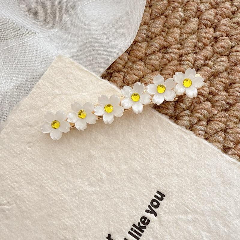New Model Sweet Style Small Flower Diamond-Encrusted Side Hairpin, Fresh and Simple Hair Clip, High Quality