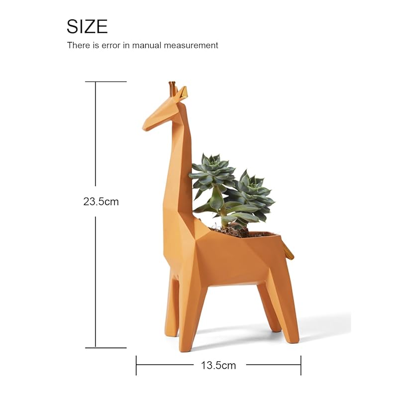 HAUCOZE Succulent Planter Giraffe Statue Decor Animal Gifts Modern Sculpture Figurine Geometric Crafts Arts Polyresin Fl