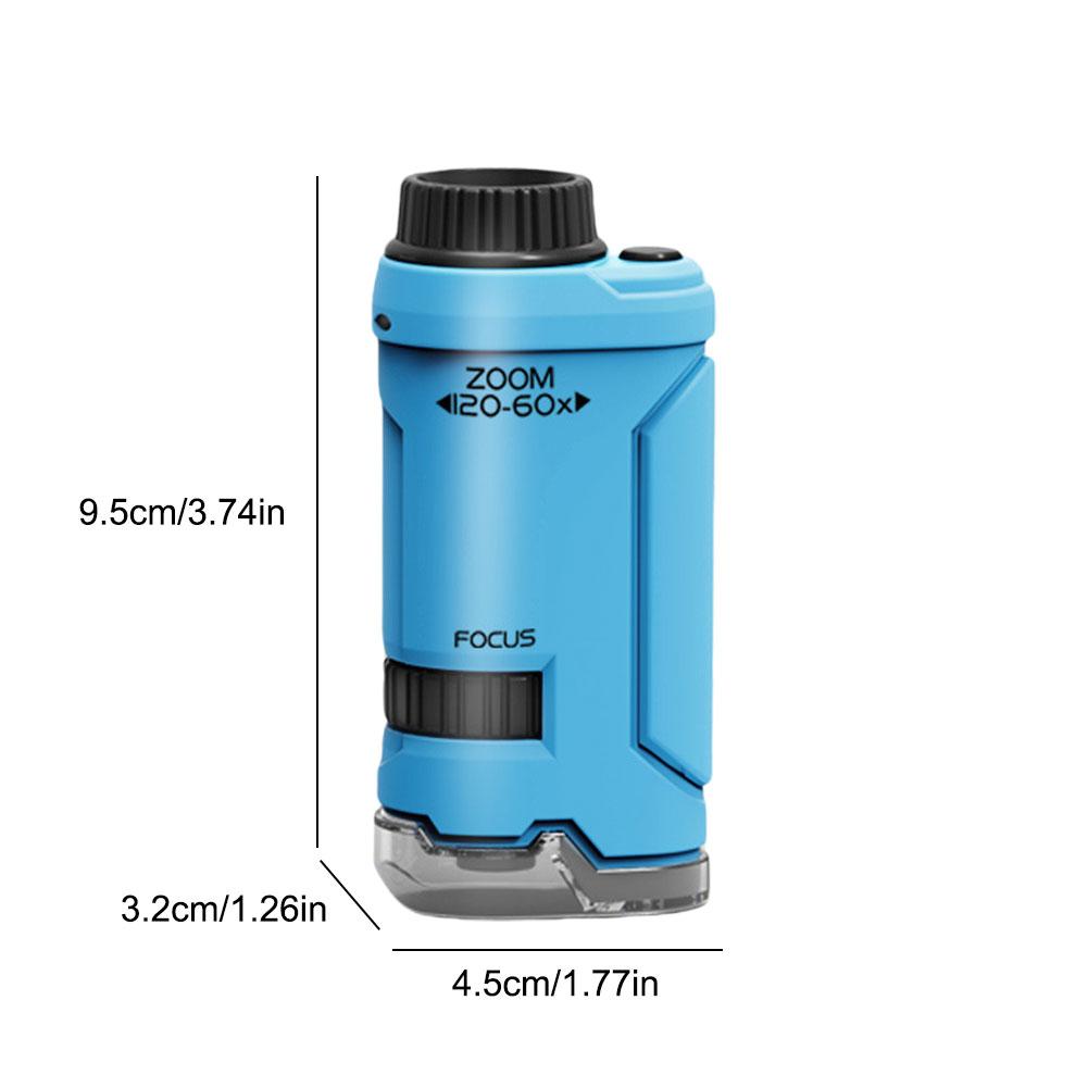 60x-120x Portable Microscope LED Lighted Handheld Microscope Little Scientist Microscope Science Toys for Kids