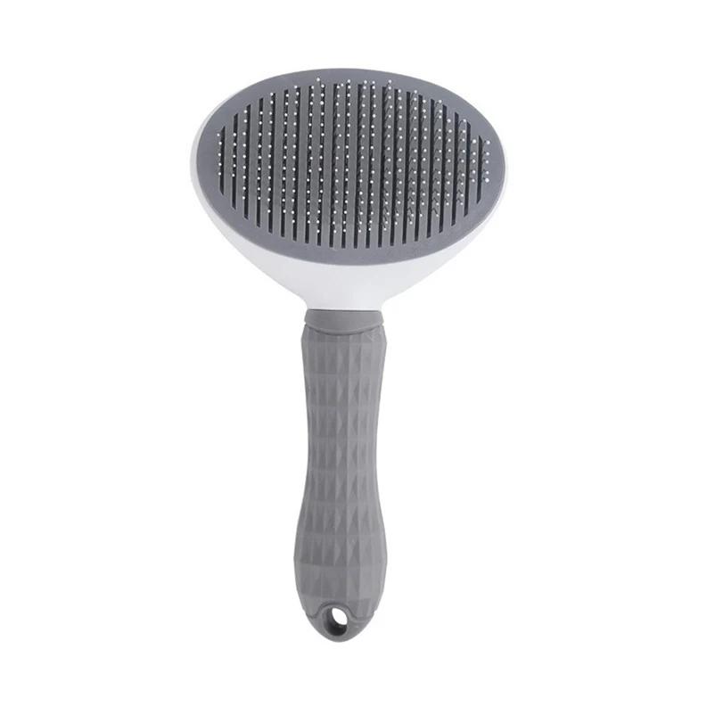 

Self Cleaning Slicker Brush for Dogs and Cats Pet Grooming Tool Removes Loose Undercoat Tangled Hair Massage Comb серый