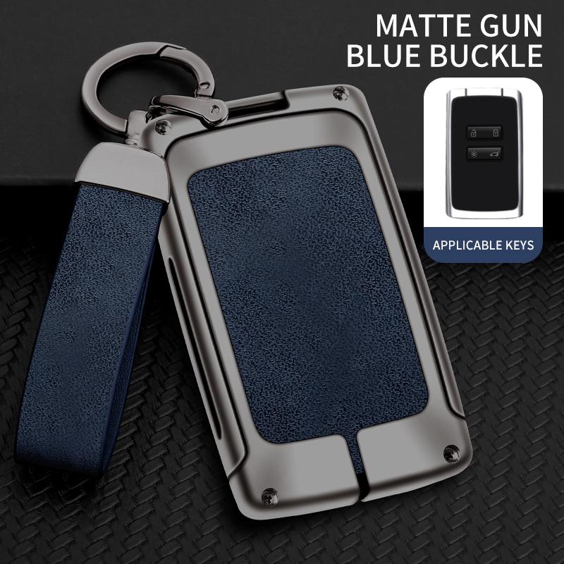 Metal Leather Car Key Case Cover for Renault Koleos Kadjar Captur Megane Clio Scenic Talisman for Bacia Sandero Car Accessories