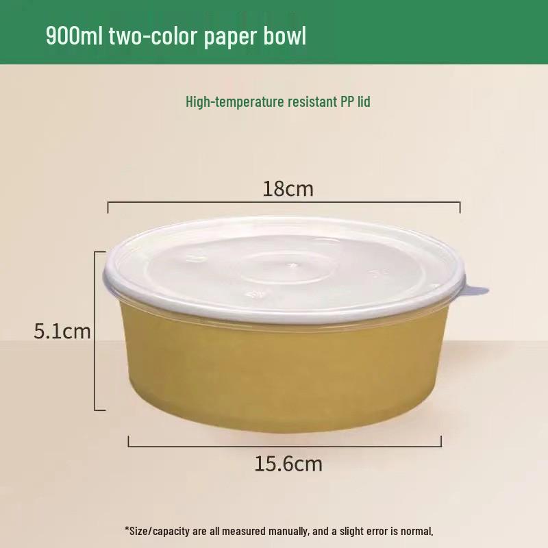 Kraft Paper Disposable Bowl - Ideal for Rice, Salad, Lunch, Takeout, Fast Food, and Fruit.