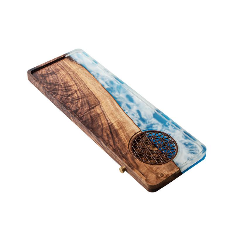 Walnut Resin Dry Brewing Table Small Tea Tray Home Use Simple Wooden Tray Tea Table Storage Kettle Bearer