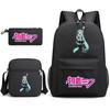 3Pcs/set Anime Cartoon Hatsune Miku Printed Backpack with Shoulder Bag Pencil Case for Teenager Student Boy Girl Large Capacity Waterproof Schoolbag