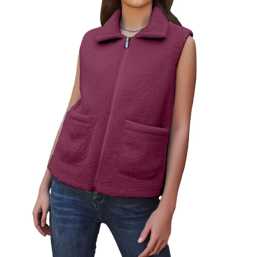 Fashionable Ladies  Winter Temperament Lambswool Thickened Velvet Warm Vest