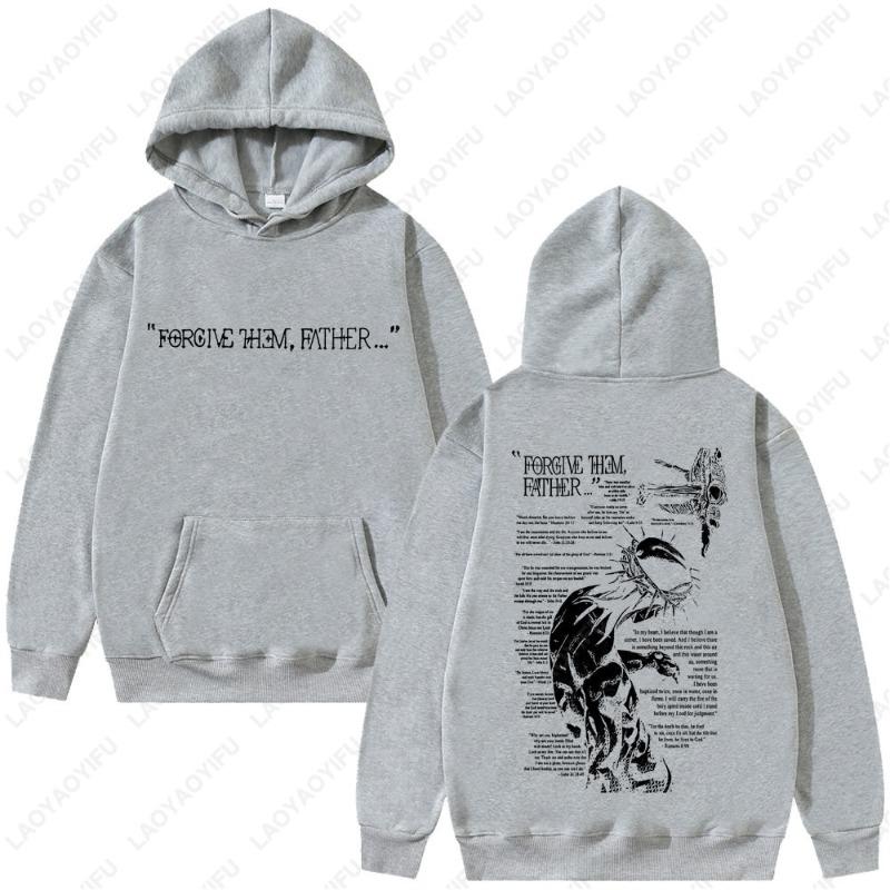 Christliche Jesus Merch Vergib ihnen Vater Bibelvers Hoodie Herren Damen Pullover Hiphop Streetwear Lässiges Sweatshirt Oberteile Cj2