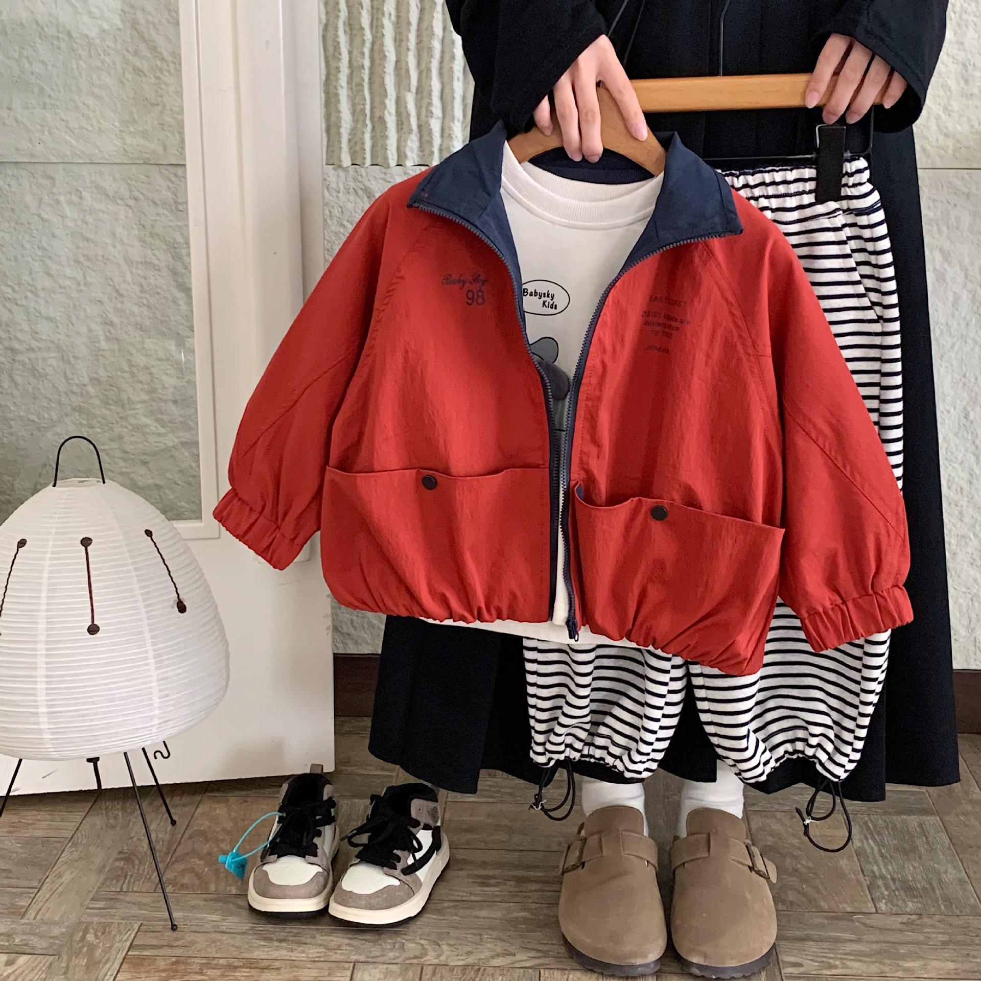 

2025 Корейский стиль Унисекс Детская куртка свободного кроя на осень 100 cm красный