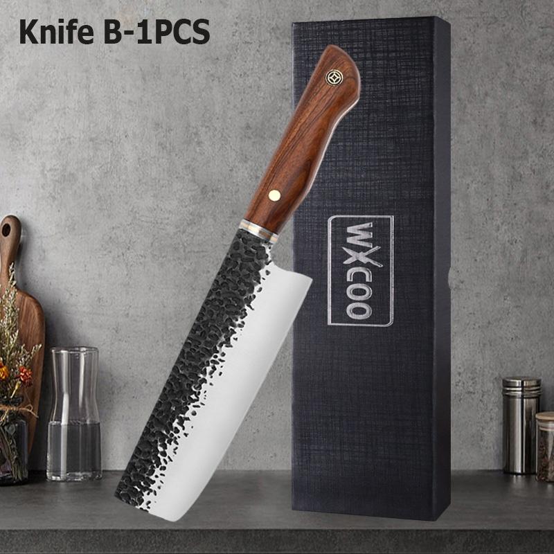 WXCOO Stainless Steel Kitchen Knife Utility Knife for Cooking Santoku Meat Cutting Hand Forged Butcher Chef Fruit BBQ Tools