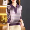 Stylish Women's Lapel Knit Sweater - Spring/Autumn Short Pullover for Middle-aged