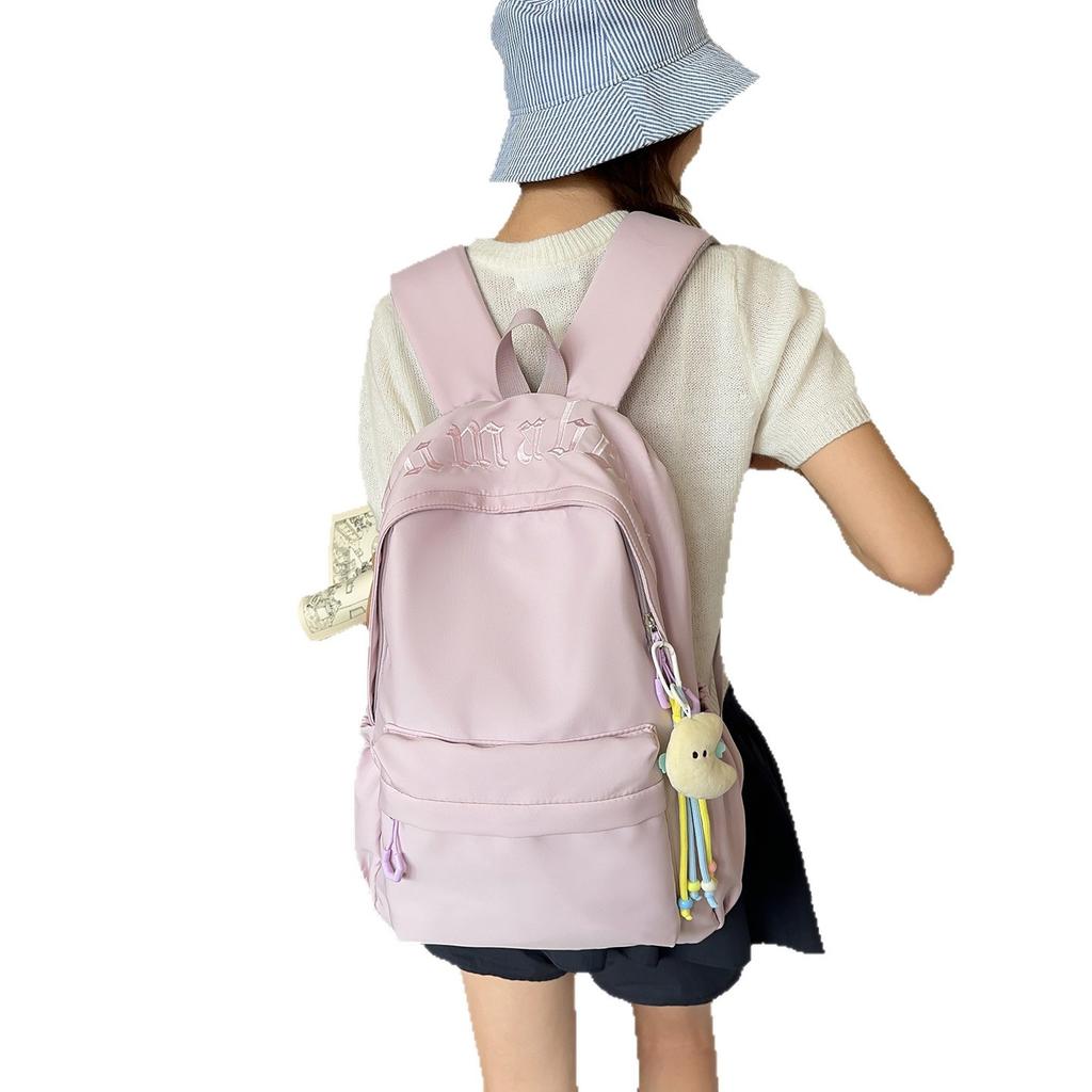 Schoolbag Solid Color Backpack Women's 1011 New Versatile College Student Middle School School Bag Lightweight Casual Computer Backpack