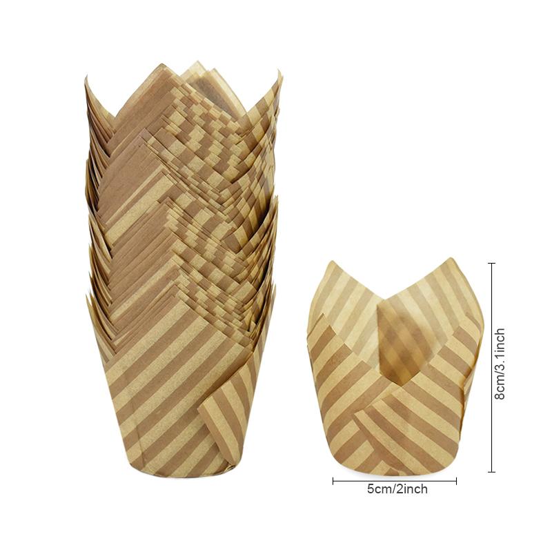 

50 шт., бумажные стаканчики для кексов-тюльпанов, маслостойкие вкладыши для кексов, коробка для выпечки, инструменты для украшения тортов, чехлы A-50pcs